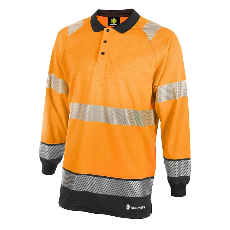 Beeswift Deltic Hi-vis Two Tone Long Sleeve Polo Shirt